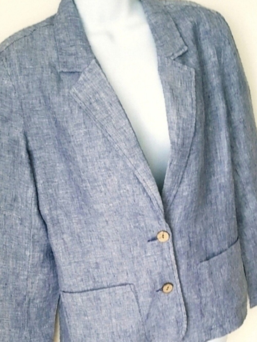 Linen Lightweight Unlined PreppyJacket Blazer Blue Chambray Sz SMALL Kenar NWT